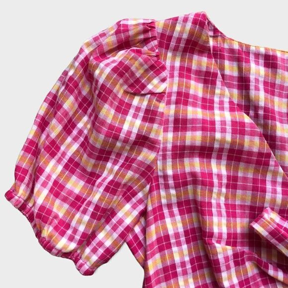 NWT LIKELY‎ Pink Madras Plaid Ruffled Cottage Kai Dress Size 2 - Picture 5 of 10